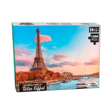 Imagem de Quebra cabeça com 1000 peças torre eifel puzzle colorido - Pais & Filh