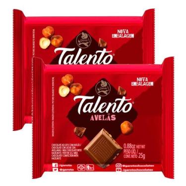 Imagem de Kit 2 Chocolate Garoto Talento ao Leite com Avelãs 25g