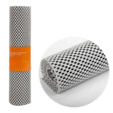 Imagem de Forro antiderrapante para gaveta em pvc quadradinho cinza 30 x 300 cm 