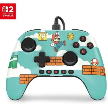 Imagem de Controle PowerA Switch 2 Mario Time Com Fio USB 3m Licenciado Nintendo