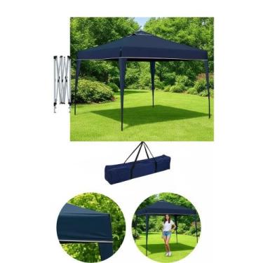 Imagem de Gazebo Articulado 3x3m Azul Impermeável Proteção UV - Congratulations 