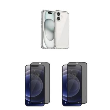 Imagem de 2UN Películas 3D de Vidro Privacidade + Capa Silicone TPU Iphone 16 Pl