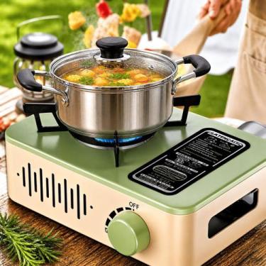 Imagem de Fogão Portátil Butano Acampamento 3200W Alta Potência Estrutura Reforç