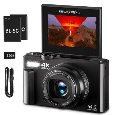 Imagem de Câmera digital VIANGER 4K 64MP com tela flip de 3 polegadas com zoom 1
