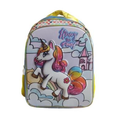 Imagem de Mochila Escolar Costas Infantil Reforçada Unicórnio Poney 3D - Rocie