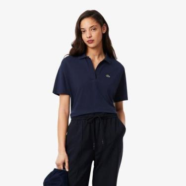 Imagem de Camisa Polo Fluid Piqué Ajuste Folgado - Lacoste, L, Azul marinho