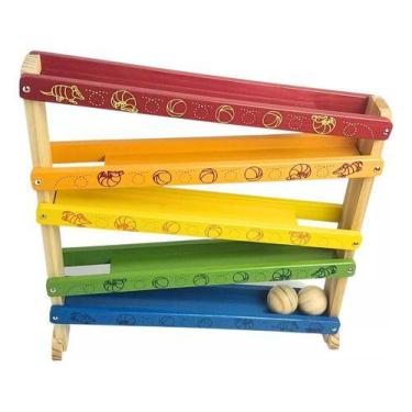 Imagem de rola bolinha madeira brinquedo educativo pedagogico  newart - Newart T