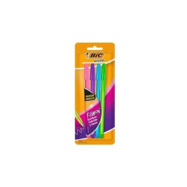 Imagem de kit 4 Canetas Esferográficas Coloridas Bic Fashion 4 Cores Diferentes