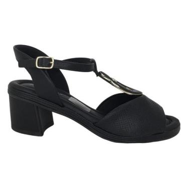 Imagem de Sandália Salto Bloco Joanete Piccadilly, Preto, 40