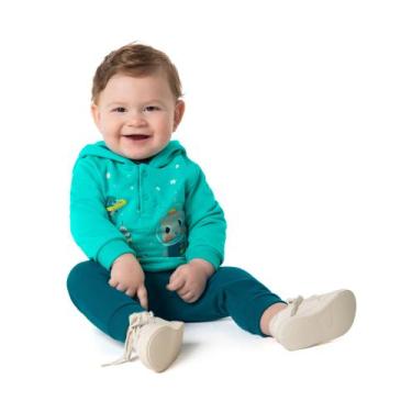 Imagem de Conjunto Moletom Bebê Menino Infantil Flanelado cCapuz Universo Espaço