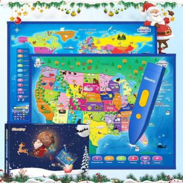 Imagem de Mapa interativo do Talking USA Mapa-múndi para crianças Qiaojoy