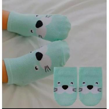 Imagem de Meia bebê bichinhos curta menina/menino  - Kadu modas, Verde foca