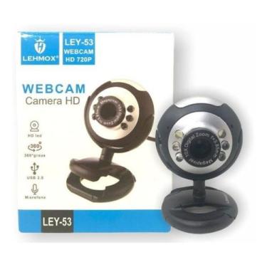 Imagem de Webcam Ley-53 Microfone Luz Led 360 Graus Hd 720p Usb - Lehmox