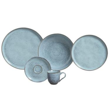 Imagem de Aparelho de Jantar 30 Peças Bio Breeze Cerâmica Stoneware Resistente a Micro-ondas e Lava-louças Azul Claro Porto Brasil