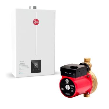 Imagem de Kit Aquecedor de Água 12L Gn de Passagem com Bomba 120W 110V Parede Função Inverno e Verão Rheem Bivolt