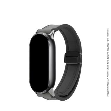 Imagem de Bracelete de Couro Magnético para Xiaomi Smart Band 8 9 10 Ajustável para Smartwatch Cinza