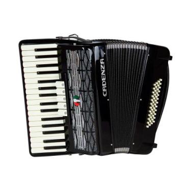 Imagem de Acordeon Cadenza 48 Baixos CD48/34 BK Preta Com Bag e Correia, UNICA, 