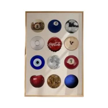 Imagem de Pôster De Arte De Parede Retrô Vintage Com Colagem De Disco, Dados, Ca