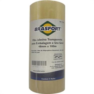 Imagem de Fita Embal Brasfort 48X100 Transp - Kit C/5 Unidades
