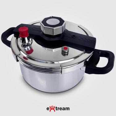 Imagem de Panela de Pressão Securelock Pro Extream Aço Inox com Revestimento Aço Inox Fechamento Externo Indução e Gás 6,2L