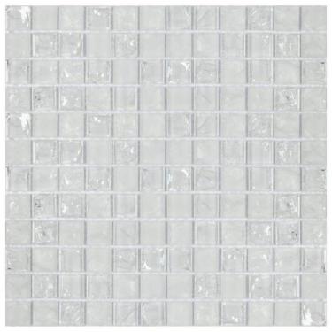 Imagem de Kit 1m² Pastilha de Vidro Ice 30cm x 30cm Branco/Quebrado Glass Mosaic