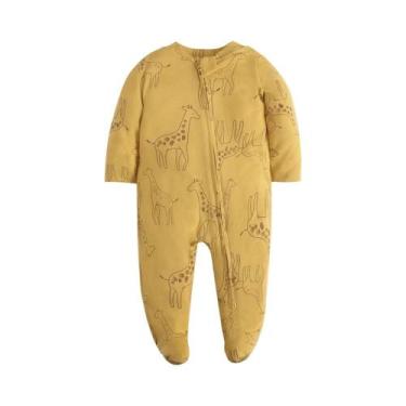 Imagem de Pijamas De Algodão Branco Unissex Para Bebês Recém-Nascidos Com Zíper 