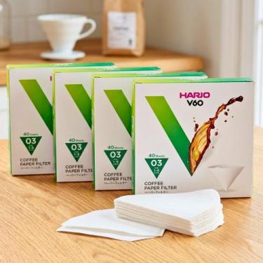 Imagem de Kit 160 Filtro de Café Papel Hario V60 Tamanho 03 Branco Original Café
