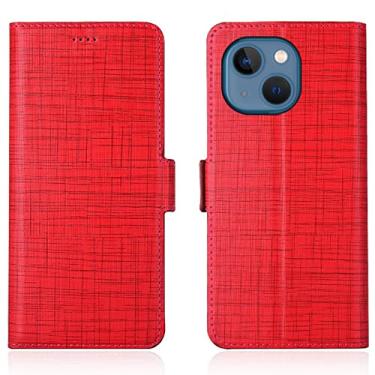 Imagem de LAHappyL Capa carteira para iPhone 13 Pro Max/13 Pro/13/13 Mini, fecho magnético, capa de couro legítimo com suporte para cartão, à prova de choque, capa tipo carteira vermelha, 13 Pro Max de 6,7 polegadas