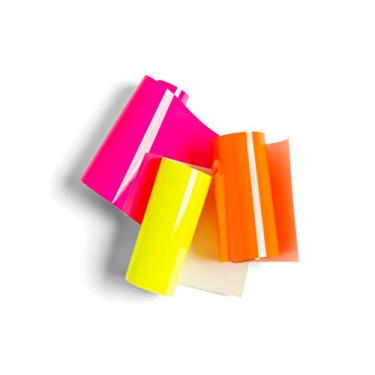 Imagem de Cricut Uso diário com ferro – 9,36 cm x 0,62 m, 3 rolos – Inclui rosa neon, amarelo, verde – Vinil HTV para camisetas – Use com Cricut Explore Air 2/Maker – Glowsticks neon