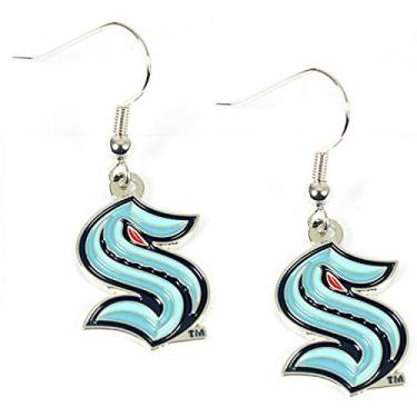 Imagem de Aminco Brincos de pingente com logotipo do Seattle Kraken NHL Seattle Kraken, cor da equipe, tamanho único