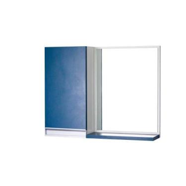 Imagem de Armário Para Banheiro Com Espelho Azul Com Puxador De Metal - Mercado