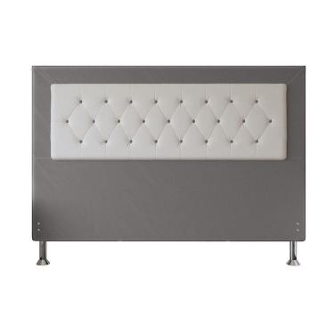 Imagem de Cabeceira Casal 1,95m Havana Suede Cinza Dal Poz Estofados