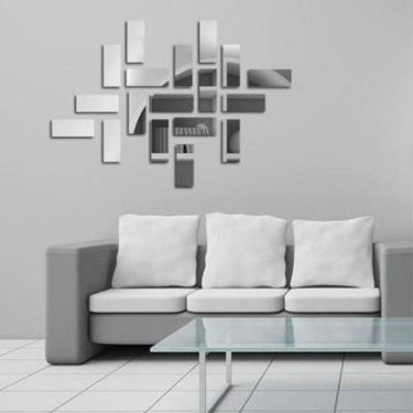 Imagem de Espelho Decoração Retângulos Sala Quarto Escritório 18 Peças