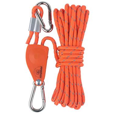 Imagem de Cabide de corda de catraca de polia, engrenagens de metal reforçadas para serviço Tensionador de fivela seguro reflexivo antiderrapante, 6mm 5m