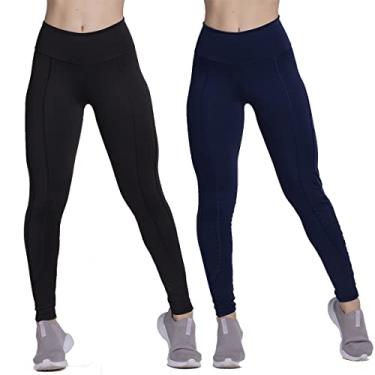 Imagem de Kit 5 Calça Legging Montaria Lisa Empina Bumbum Cintura Alta Moda Fitness Cor:Cores Sortidas;Tamanho:G
