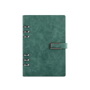 Imagem de Fivela magnética Capa dura A5 Caderno de couro Bloco de notas Pasta de argolas Planejador Agenda Livro de notas de negócios Artigos de papelaria, U, k, verde, A5