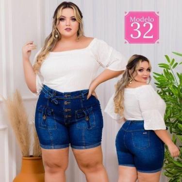 Imagem de Shorts Jeans Plus Size Com Lycra Feminino Tamanho Grande - Leminsk Jea