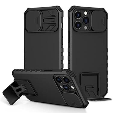 Imagem de Capa de lente deslizante para iphone 13 12 11 pro max xs xr x 8 7 plus se 2020 2022 2 3 capas de suporte de suporte de proteção completa, preta, para iphone 12