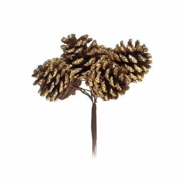 Imagem de Pick Natalino C/pinhas Marrom/ouro 1un 10x8x8cm 1692836