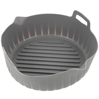 Imagem de UPKOCH Air Fryer Panela de silicone: Assadeira Air Fryers Forros de Forno Cesta com Alça Bandeja de Alimentos Reutilizável Forma de Assar para Formas de Bolo Assar Cozinhar Grelhar Assar Cinza