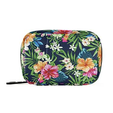 Imagem de Tarity Tropical Flowers Weekly Pill Organizer with Bag 7 Days Box Case Large Container Travel Medicine Portable Daily Planner Holder Dispenser for Vitamin Fish Oil Supplement