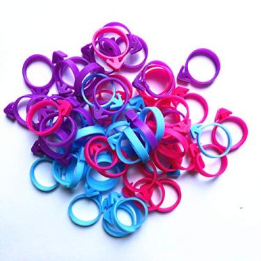 Imagem de Conjunto de 60 peças de gravatas de silicone para decoração de bolos para decoração de bolos, biscoitos e pastelaria (20 peças roxo claro, 20 peças azul, 20 peças vermelho rosa)