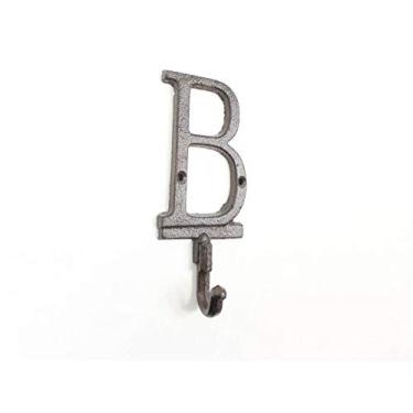 Imagem de Hampton Nautical Ferro fundido letra B gancho de parede alfabeto 15,24 cm - Decoração de porta - Ferro fundido decorativo
