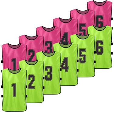 Imagem de Qudai 12 PCS Adultos Futebol Pinnies 2 Cores Quick Drying Football Team Jerseys Esportes Juvenis Scrimmage Futebol Team Training Babadores numerados Prática Colete esportivo