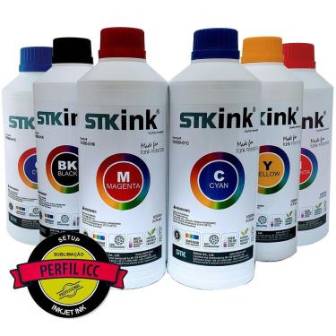Imagem de 6 x 100ml Tinta Sublimática Digital STK Kit 6 Cores com perfil ICC 