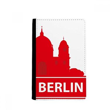 Imagem de Berlim Alemanha vermelho padrão marco porta-passaporte Notecase Burse carteira capa porta-cartão, Multicolor