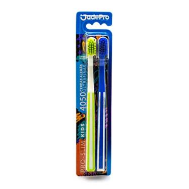 Imagem de Escova de Dente Infantil Pro Slim Kids 4050 Cerdas Ultra finas kit 2un JadePro (Branca/Azul)