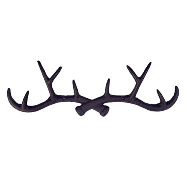 Imagem de KIZQYN Ganchos de casaco 1 peça gancho rack montado na parede decorativo ferro fundido chifre de veado ganchos de parede para casaco chapéu toalha chave cabide de parede