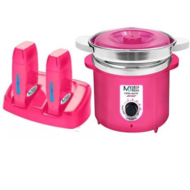 Imagem de Termocera Panela Depilação 400g c/Refil + Base Dupla c/ 2 Rollon Toda Rosa Mega Bell