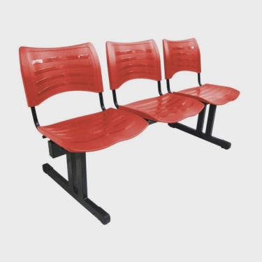 Imagem de Cadeira Iso em longarina 3 lugares Linha Polipropileno Iso Cor Vermelho